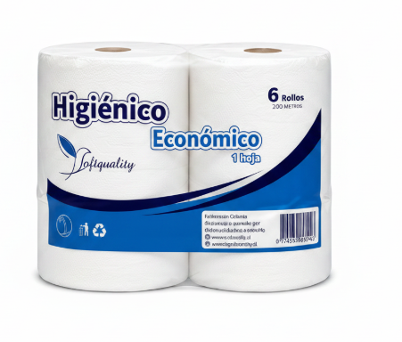 Higiénico Jumbo Económico Softquality 6 Rollos x 200m