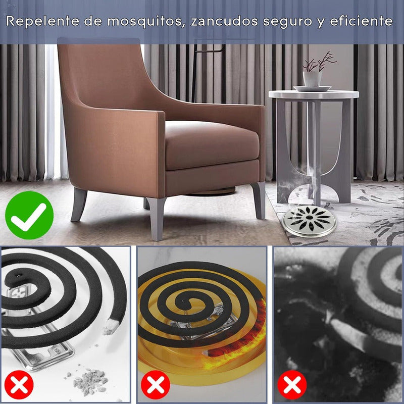 Espirales Citronela Mosquitos Zancudo 30 Uni + Soporte Metal