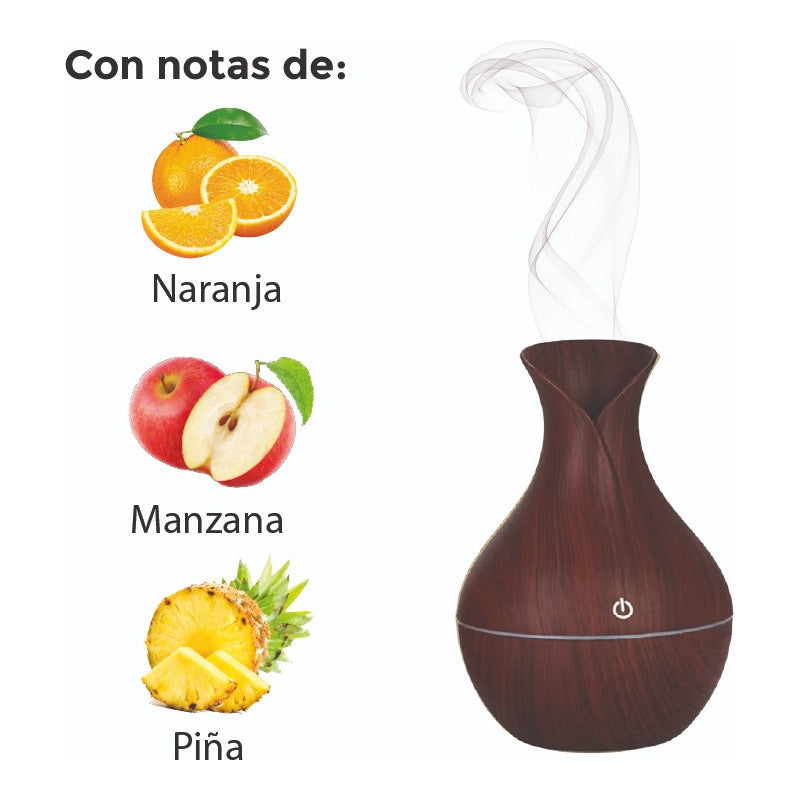 Difusor De Aroma Luz Led Usb 200 Ml + Aceite Manzana 50 Ml