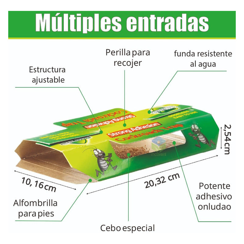 Cebo Trampa Adhesiva Con Atrayente Cucarachas Efectiva 6 Uni
