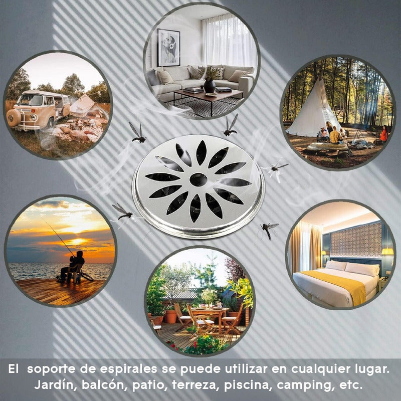 Espirales Citronela Mosquitos Zancudo 30u + Soporte Metal Fl