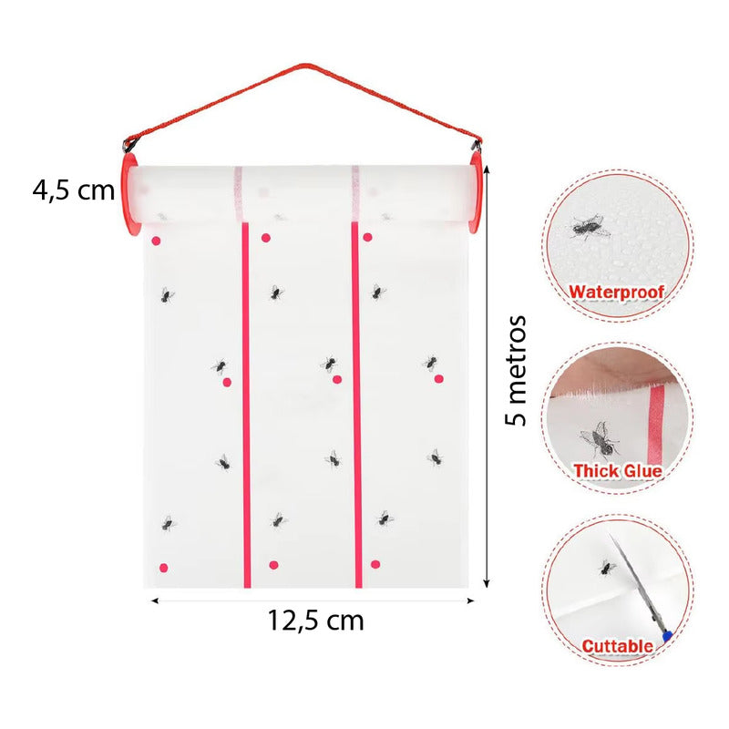Rollo Adhesivo Trampa Moscas - 5 M Eco Ganaderia Y Huertos F
