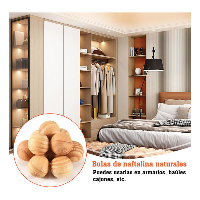 Bolas Madera Repelente Polillas, Cajones Armarios 15 U/100 G