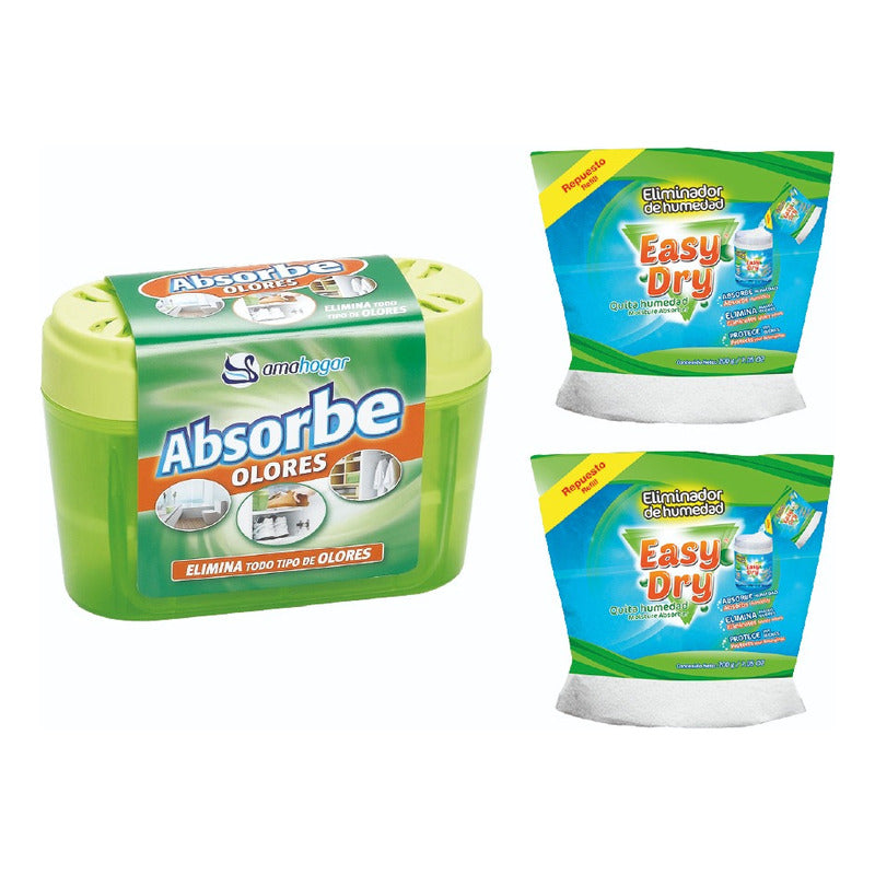 Absorbedor De Humedad Con Recarga 40g + 2 Recargas 200 C/u