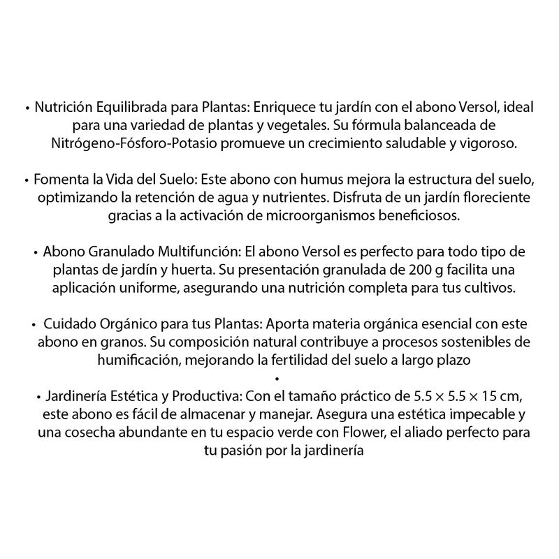 Abono Granulado Flores Y Plantas 200 Gr. Versol Eco Amahogar