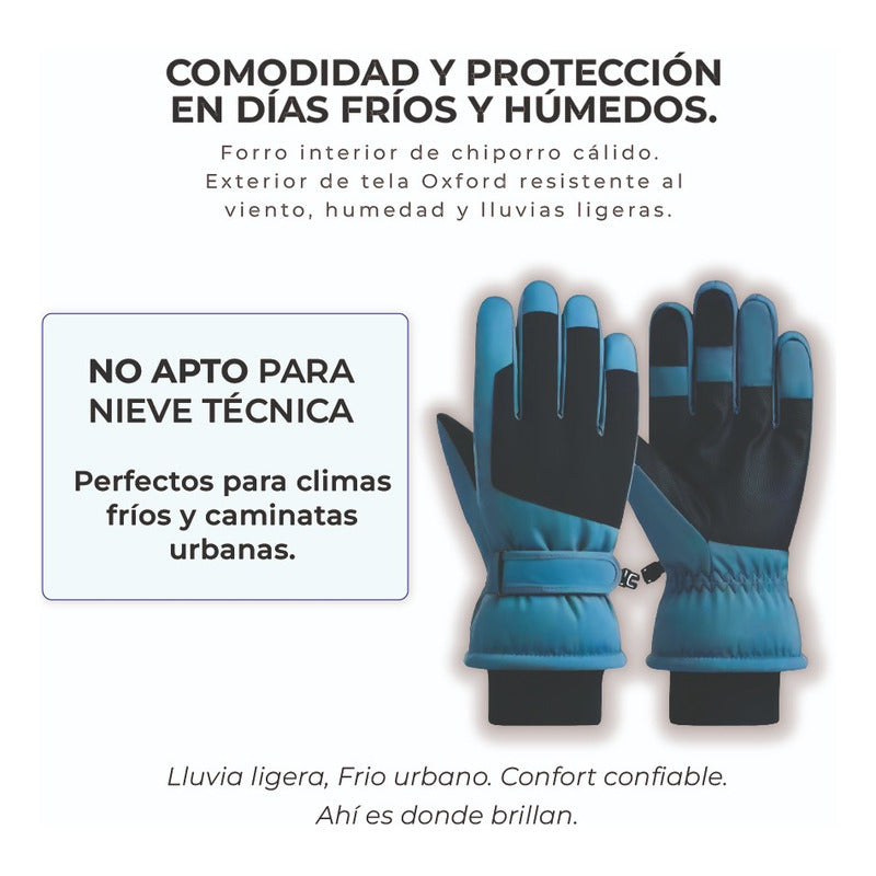 Guantes Invierno Urbano Antiviento Lluvia Leve Niños Talla M