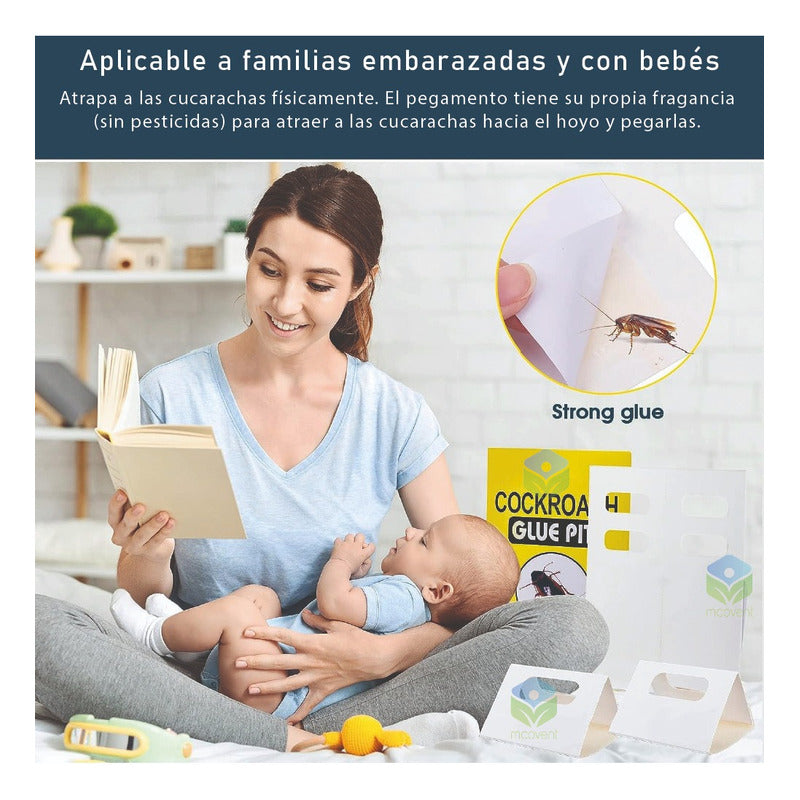Trampa Cebo Adhesiva Con Atrayente Cucarachas Efectiva 12 U