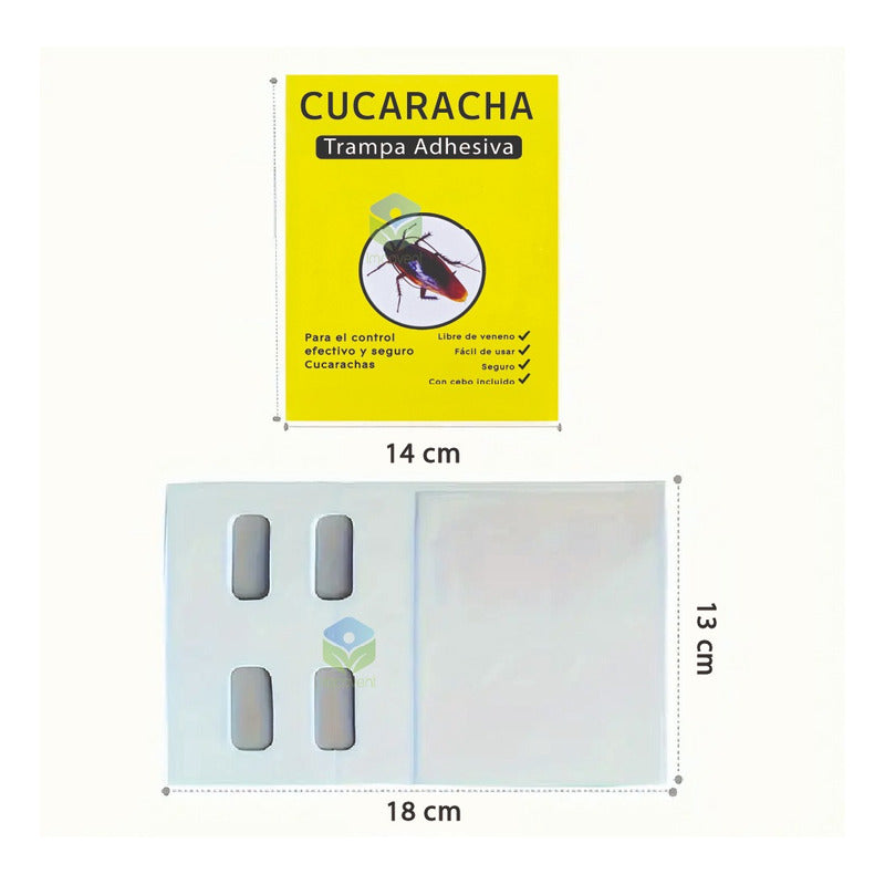 Trampa Cebo Adhesiva Con Atrayente Cucarachas Efectiva 12 U
