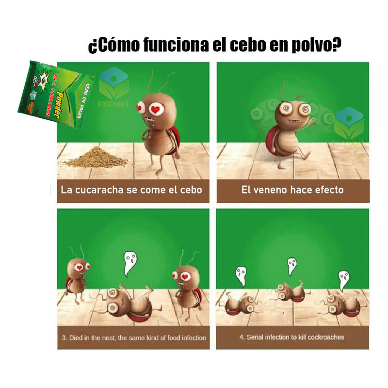 Cebo En Polvo Para Cucarachas - Pack 10 Uni De 5g Efectivo