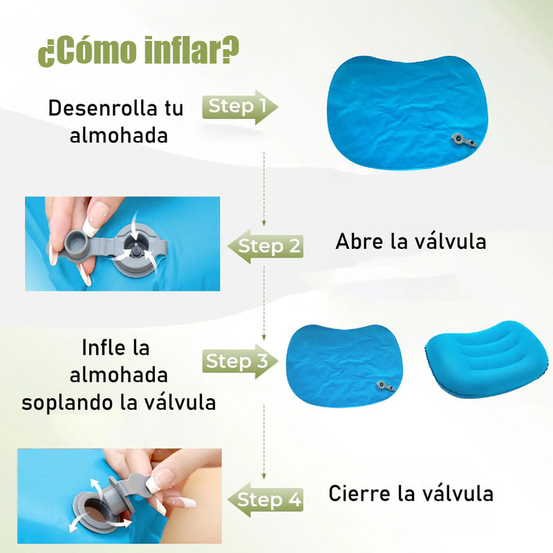 Almohada Tpu Inflable Ultraligera Camping Montaña Playa 100g