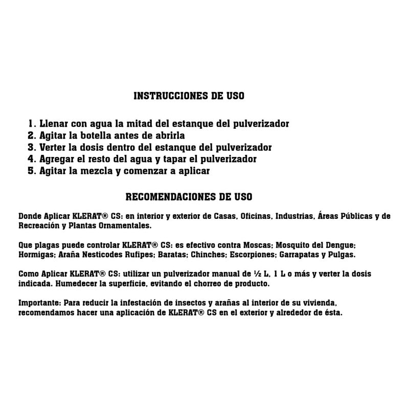 Klerat Cs Repelente Multi Insectos Control Plagas Dilu 30 Ml