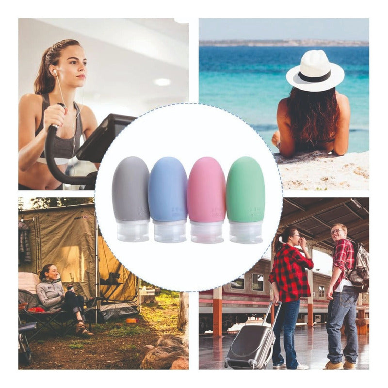 Viaja Liviano Set X4 Botellas Silicona 90 Ml Antifugas