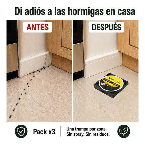 Trampa Hormigas 3 Uni Sin Veneno Hogar Interior Exterior