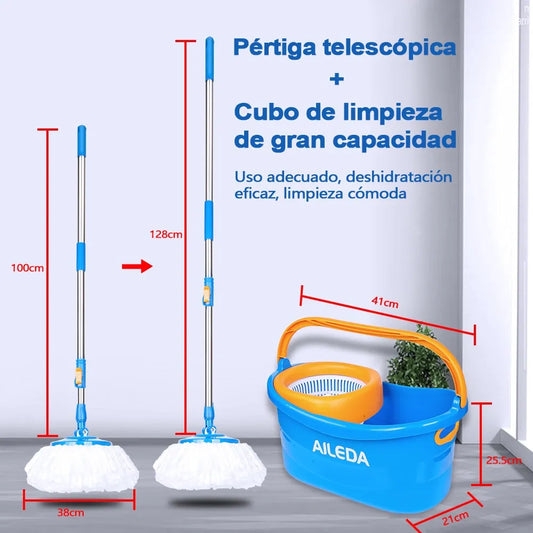 Trapeador Giratorio AILEDA Spin 360° con Balde Centrifugador y Repuestos