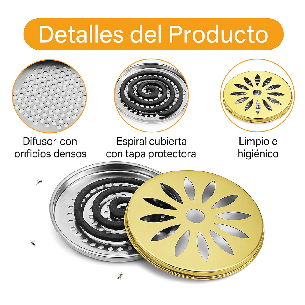 Espirales Citronela/Bambo Mosquitos Zancudo 30 Uni + Soporte Metal