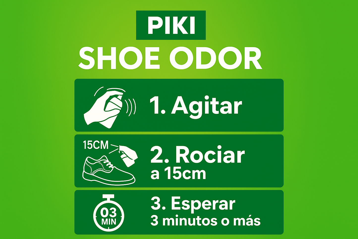 Banner publicitario PIKI Shoe Odor - Instrucciones en español
