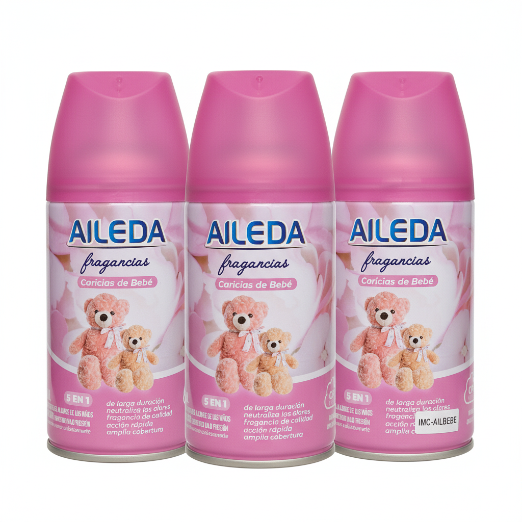 AILEDA Fragancias Caricias de Bebé aerosol 3 unidades fondo blanco