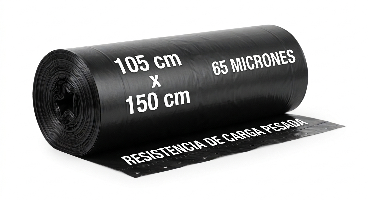Bolsa de basura negra 105x150cm 65 micrones - con texto