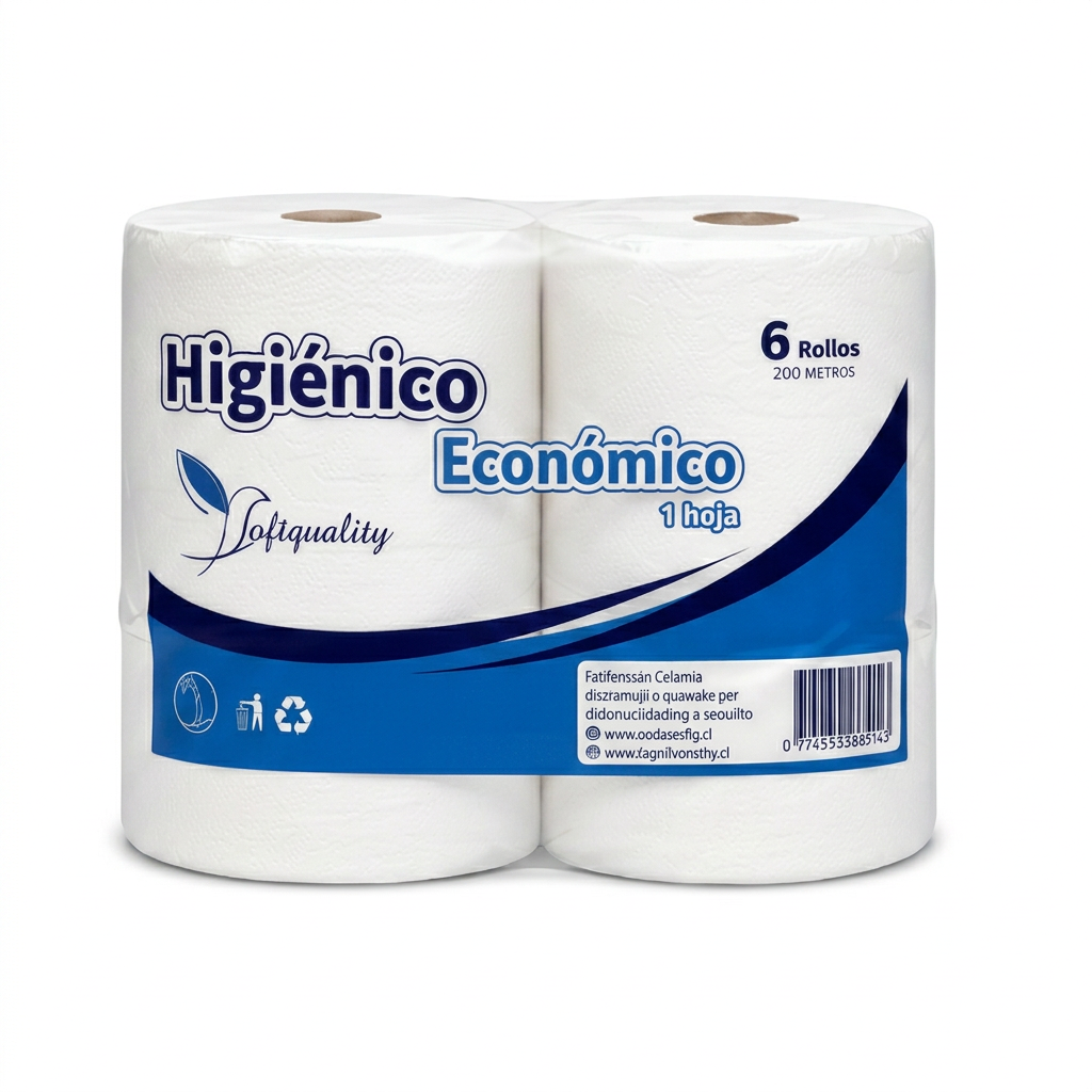 Papel higiénico en formato cuadrado con fondo blanco