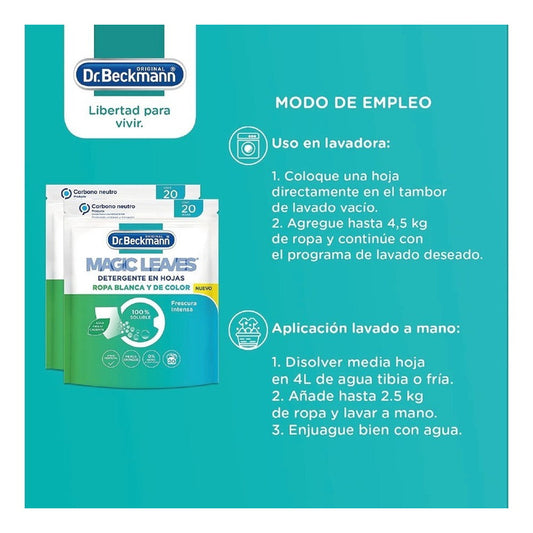 Dr. Beckmann - Magic Leaves Detergente En Laminas /20u