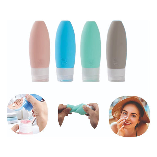Viaja Liviano Set X4 Botellas Silicona 90 Ml Antifugas