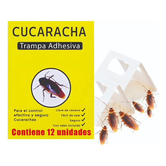Trampa Cebo Adhesiva Con Atrayente Cucarachas Efectiva 12 U