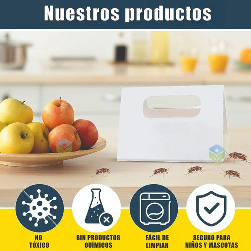 Trampa Cebo Adhesiva Con Atrayente Cucarachas Efectiva 12 U
