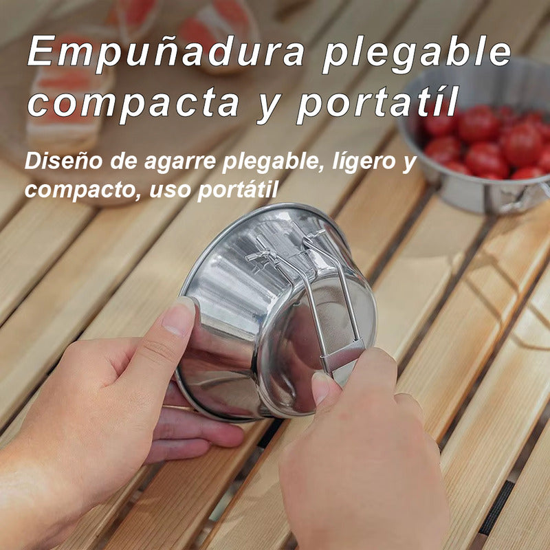 Plato Plegable De Acero Inox. Liviano Camping Montaña Viajes