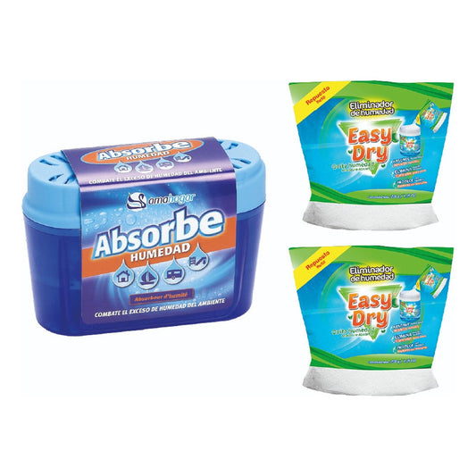 Absorbedor De Humedad Con Recarga 40g + 2 Recargas 200 C/u