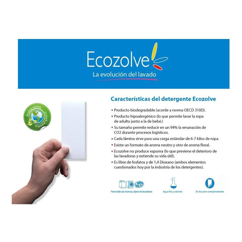 Ecozolve Detergente En Laminas Concentrado Biodegra [12 U]