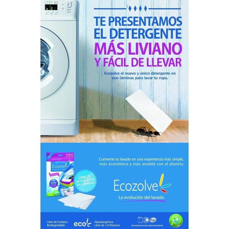Ecozolve Detergente En Laminas Concentrado Biodegra [12 U]