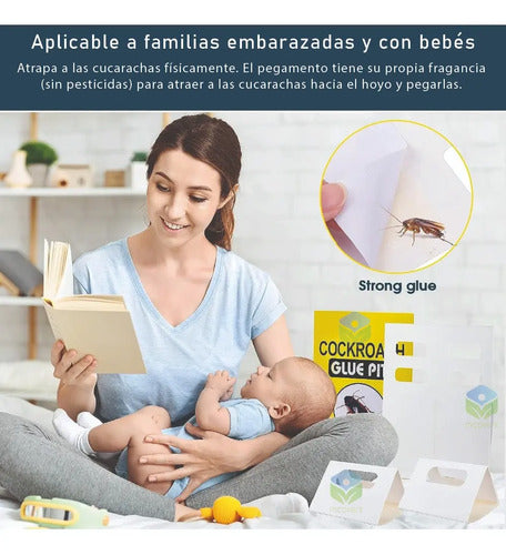 Trampa Cebo Adhesiva Con Atrayente Cucarachas Efectiva 12 U