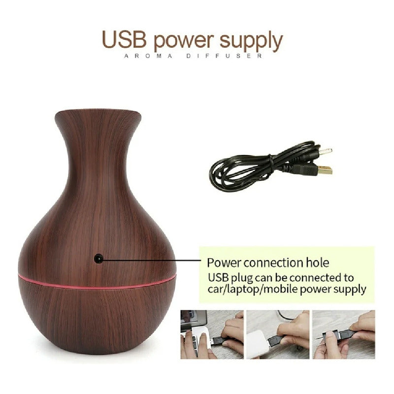 Difusor De Aroma Luz Led Usb 200 Ml + Aceite Citronela 50 Ml