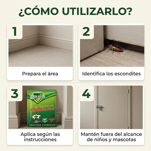 Cebo En Polvo Para Cucarachas - Pack 10 Uni De 5g Efectivo