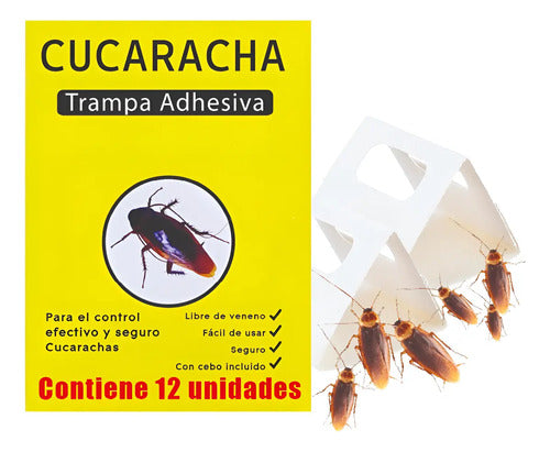 Trampa Cebo Adhesiva Con Atrayente Cucarachas Efectiva 12 U