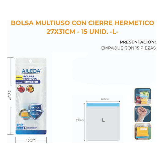 Bolsas Multiusos  Con Cierre Hermetico - 15 Unidades