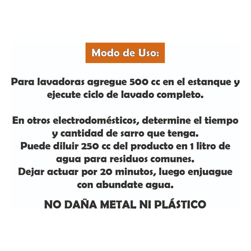 Limpiador [anti Cal Electrodomésticos Y Lavadoras] 500ml Fl