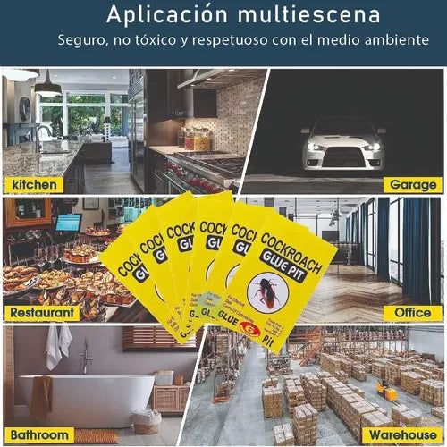 Trampa Cebo Adhesiva Con Atrayente Cucarachas Efectiva 12 U