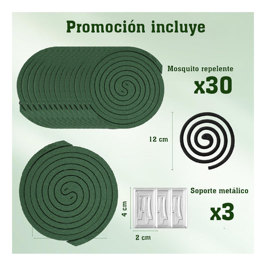 Espirales Citronela Mosquito Zancudo 30u Sin Deet Natural Fl