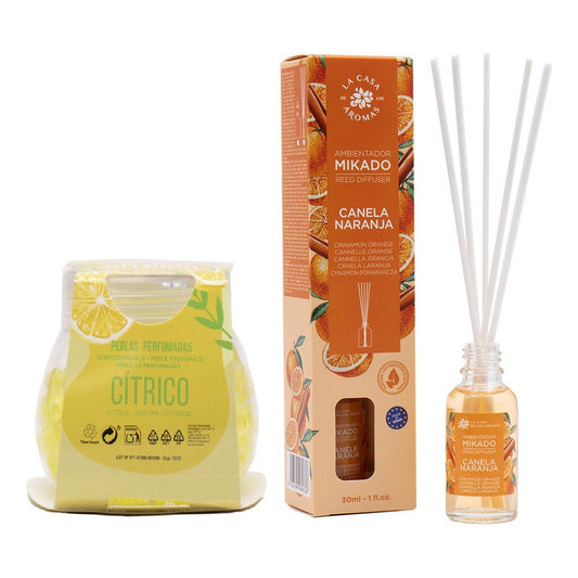 Ambientador Mikado 30 Ml + Perlas Aromaticas Canela Naranja