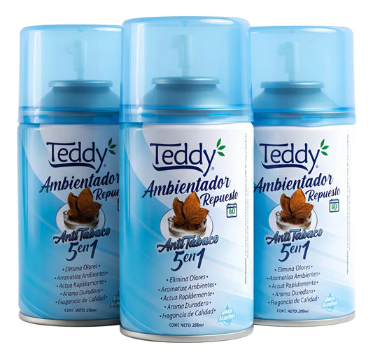 Repuesto Aromatiza. Automatico 250 Ml - Antitabaco Teddy 3u