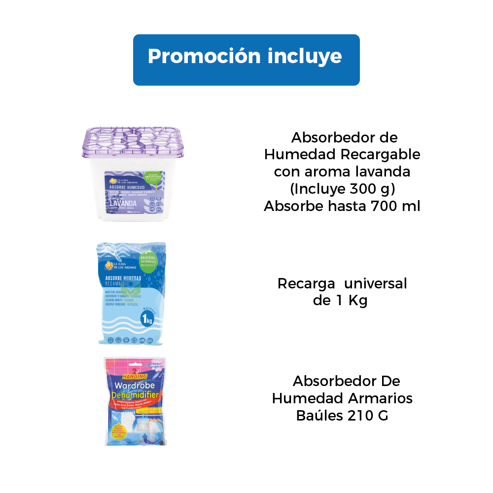 Absorbedor De Humedad  Recargable + Repuesto 1k + Armarios