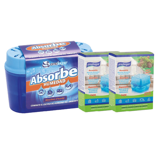 Absorbedor De Humedad Con Recarga 40g + 2 Recargas Pino