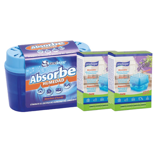 Absorbedor De Humedad Con Recarga 40g + 2 Recargas Lavanda