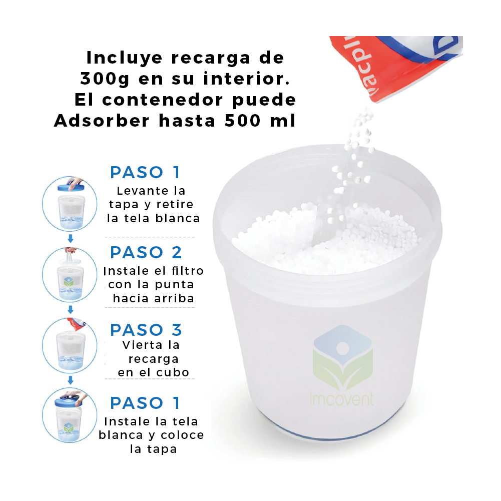 Absorbedor De Humedad Recargable 2 Potes + 5 Recargas
