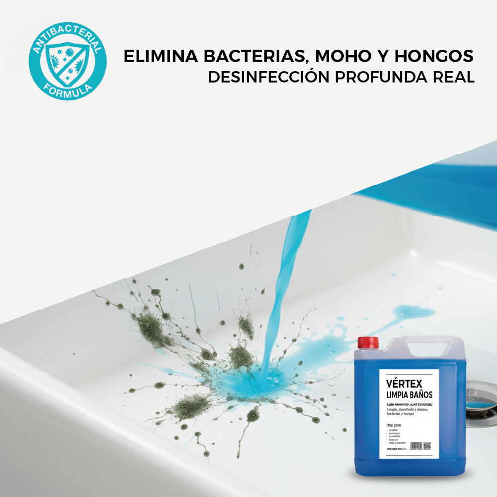 Limpia Baños Vértex 5L Elimina Hongos Bacterias y Moho Desinfectante Profesional