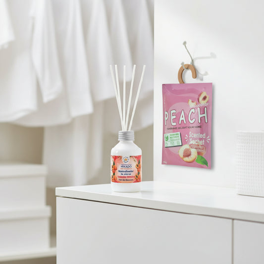 Mikado Neutralizador Olores 100ml + 2 Sobre Perfumado 100m Flor de Durazno