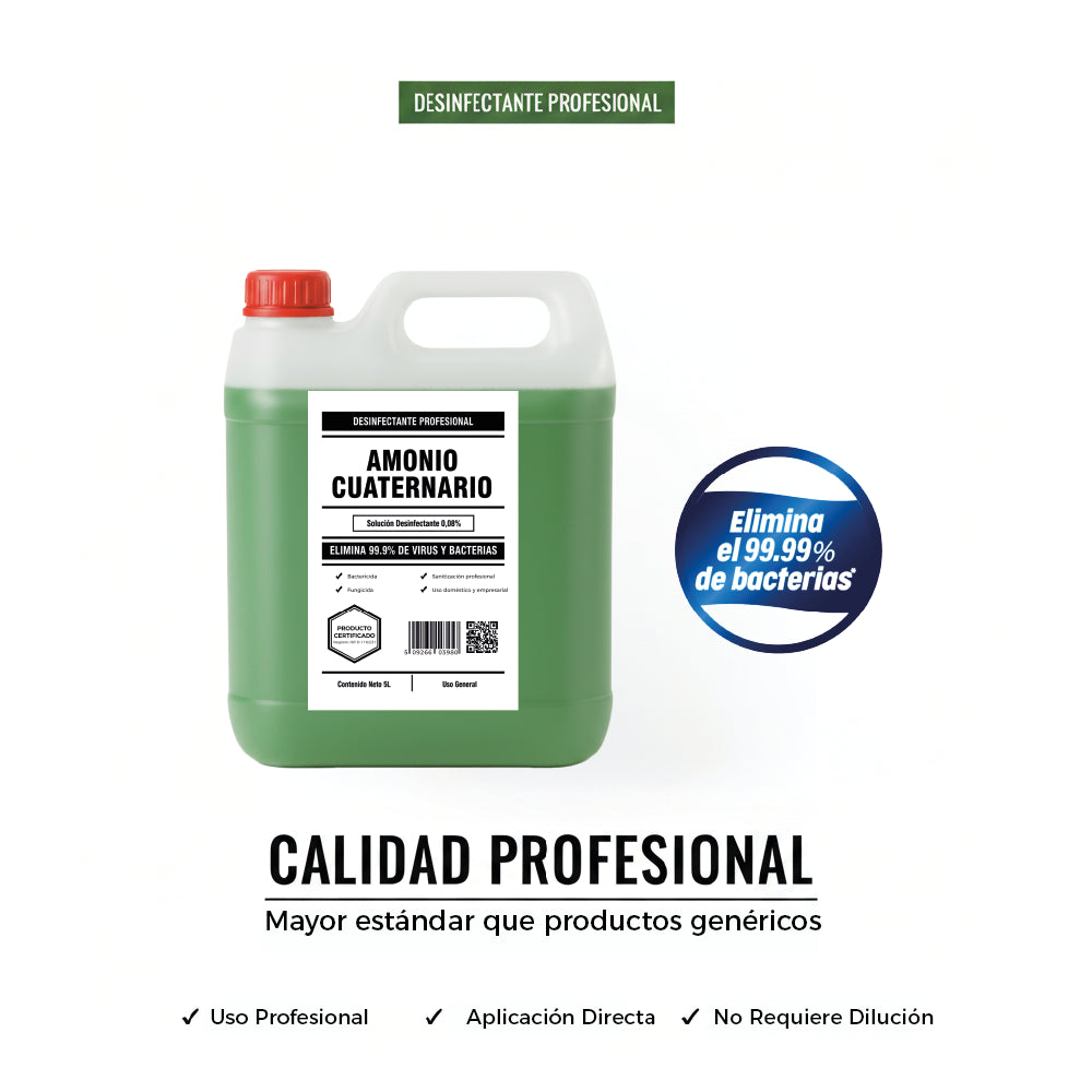 Amonio Cuaternario 0,08% Limpiador Profesional Uso Directo 5l