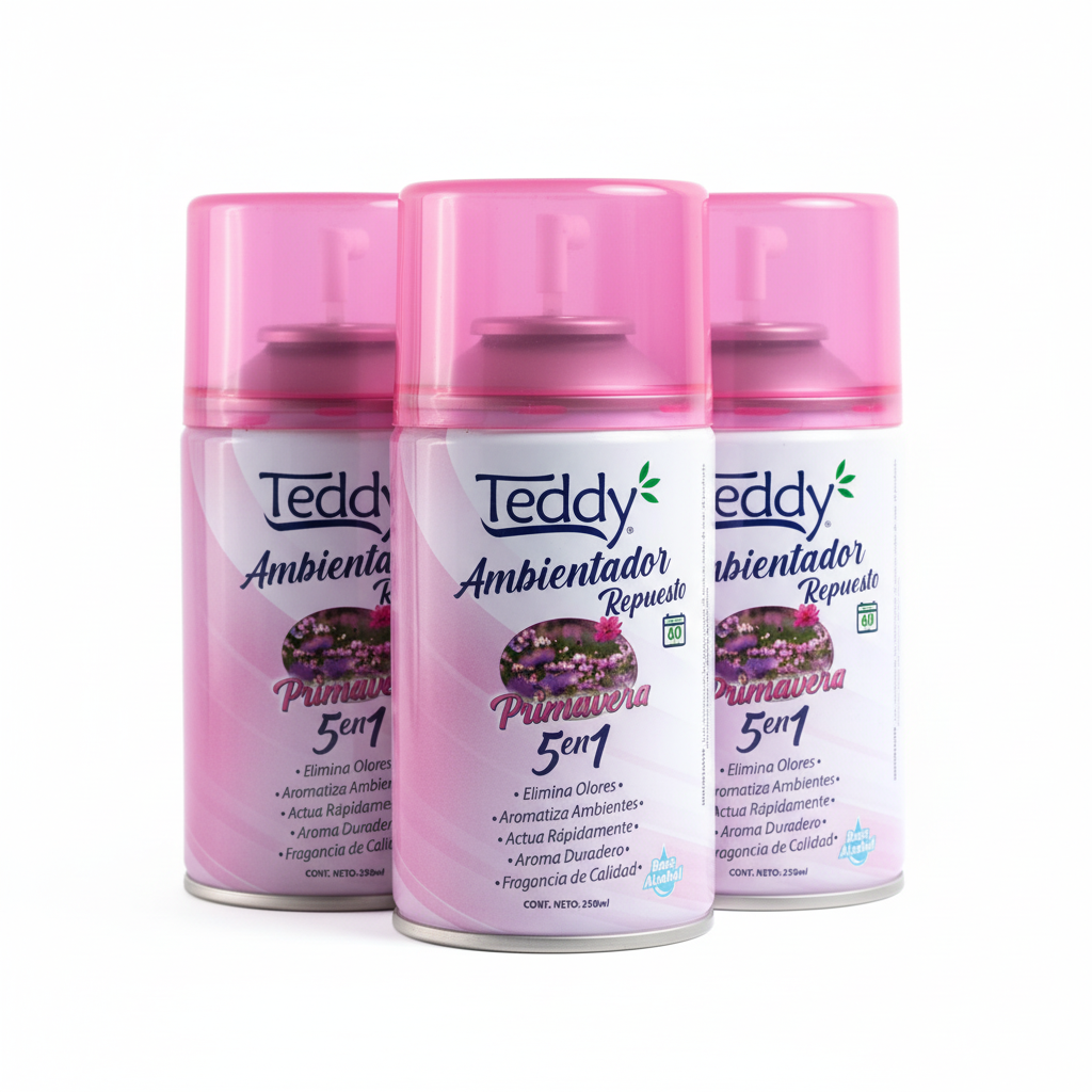 Teddy Ambientador Repuesto Primavera 5en1 - Pack 3 unidades