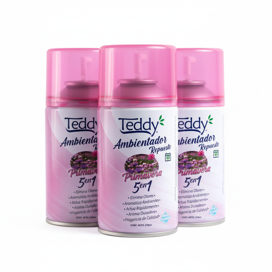 Teddy Ambientador Repuesto Primavera 5en1 - Pack 3 unidades